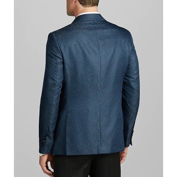 Jos A Bank Men's 44R Formal Dinner Jacket Blue Paisley Blazer Tuxedo Sport Coat - Picture 3 of 15